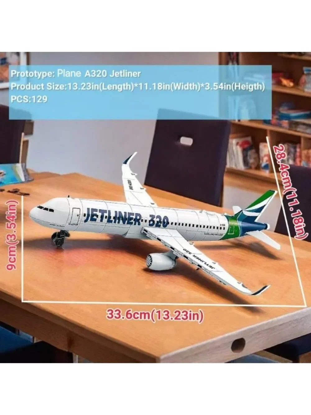 Airplane A320 Building Block Set - 1:112 Scale Model for Creative Play & Display